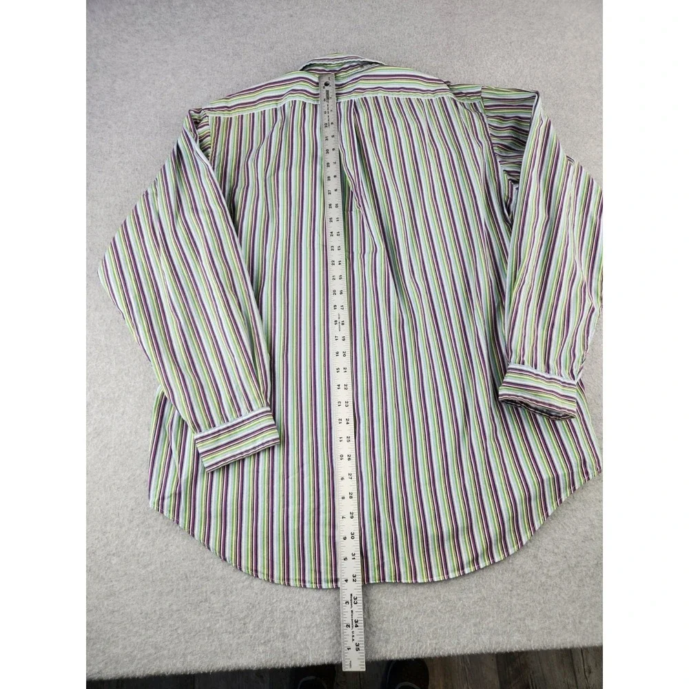 Vintage‎ Polo Ralph Lauren 17.5 XL Bright Shirt Striped Oxford Shirt Spring!